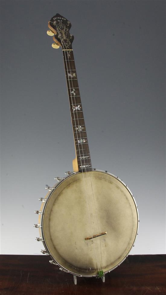 An Orpheum four string No.1 Tenor banjo by William Lange of New York, 30in.